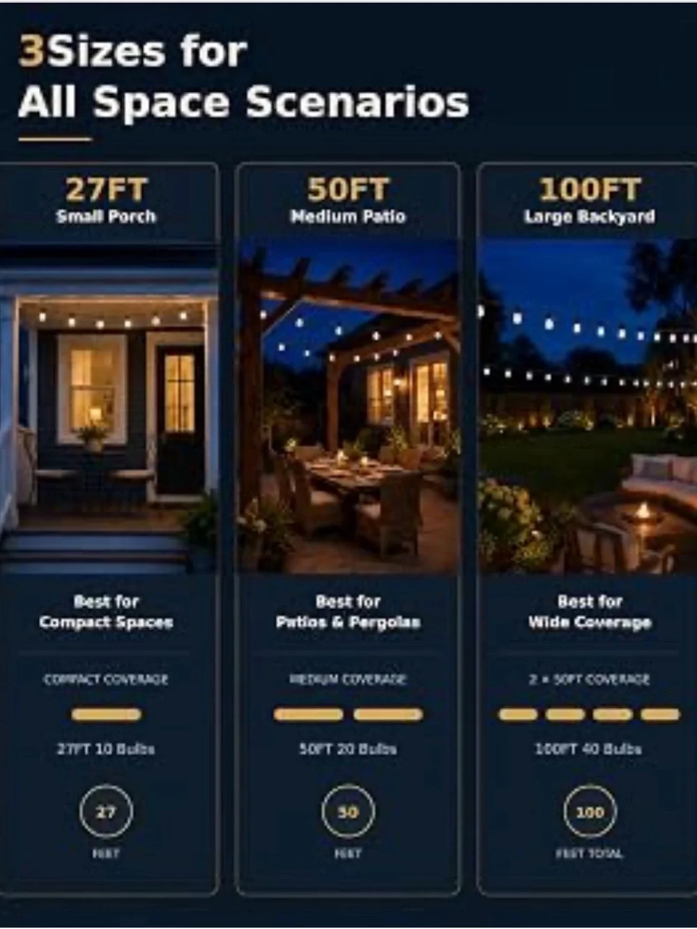 Outdoor String Lights 50FT
